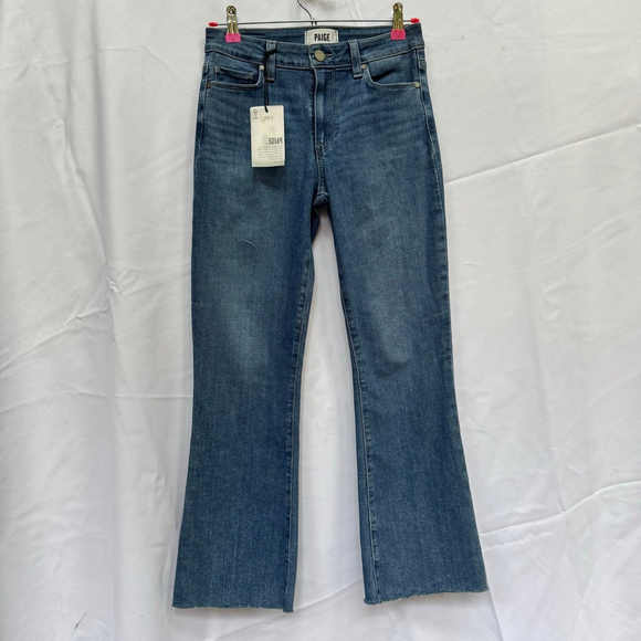 PAIGE Denim - PAIGE Crop Flare Jeans Women’s Rory Raw Hem Size 25 Medium Wash NWT